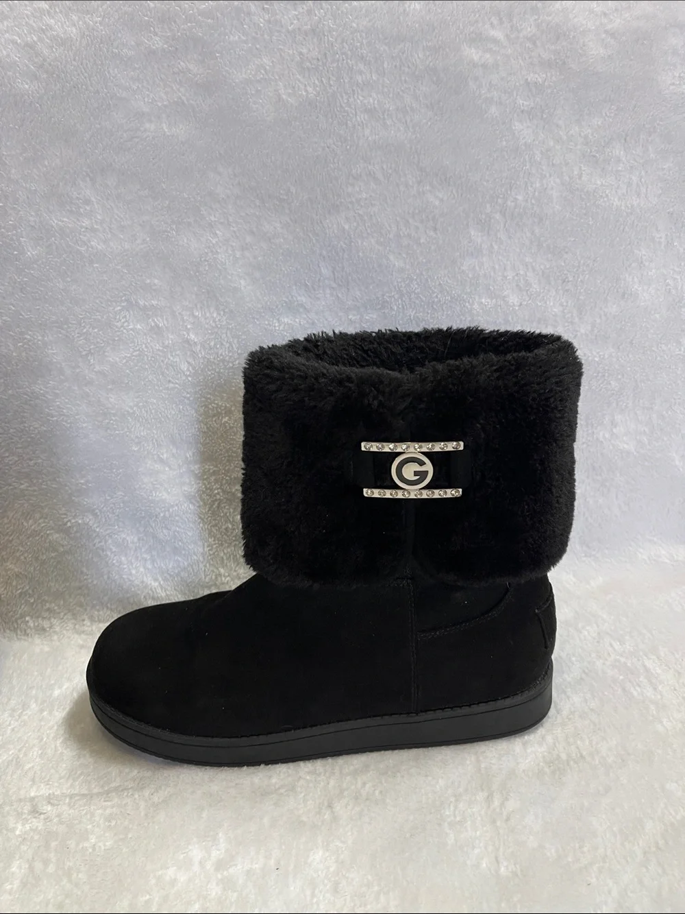GBG Los Angeles Black Fold-Over Faux Fur Winter Boots
